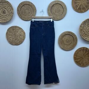 INC Denim High Rise Flare Jean Denim Slit Wide Leg Boho Hippie Festival 12/31